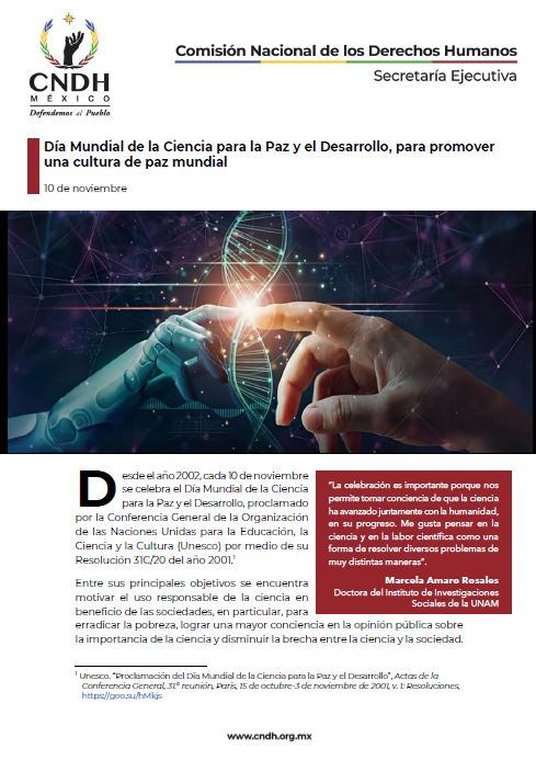 Día Mundial de la Ciencia para la Paz y el Desarrollo, para promover una cultura de paz mundial