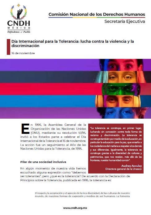 Día Internacional para la Tolerancia: lucha contra la violencia y la discriminación