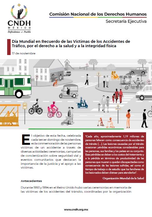 Día Mundial en Recuerdo de las Víctimas de los Accidentes de Tráfico, por el derecho a la salud y a la integridad física