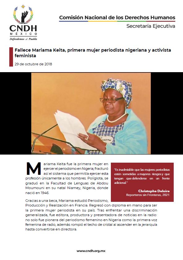 Fallece Mariama Keita, primera mujer periodista nigeriana y activista feminista