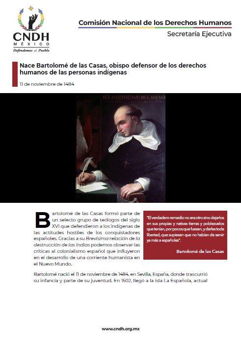 Nace Bartolomé de las Casas, obispo defensor de los derechos humanos de las personas indígenas