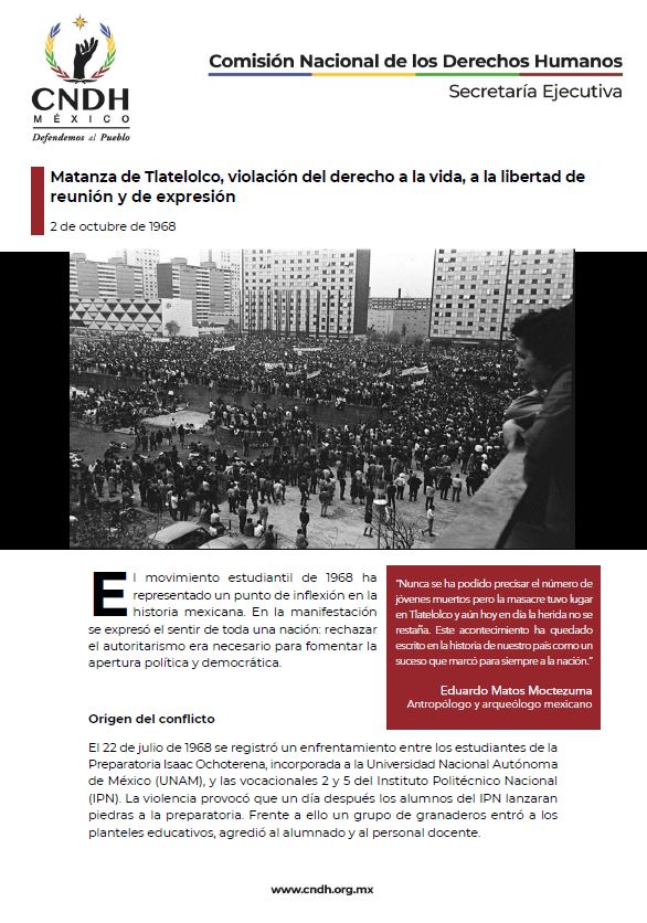 Matanza de Tlatelolco, violación del derecho a la vida, a la libertad de reunión y de expresión