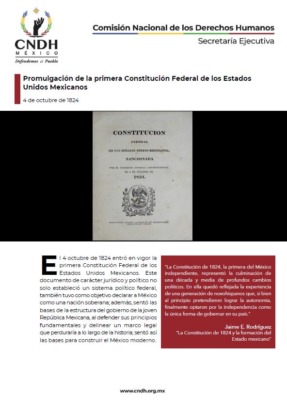 Promulgación de la primera Constitución Federal de los Estados Unidos Mexicanos