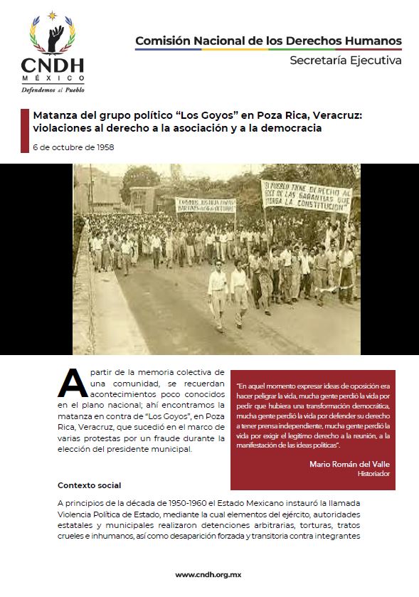 Matanza del grupo político “Los Goyos” en Poza Rica, Veracruz: violaciones al derecho a la asociación y a la democracia