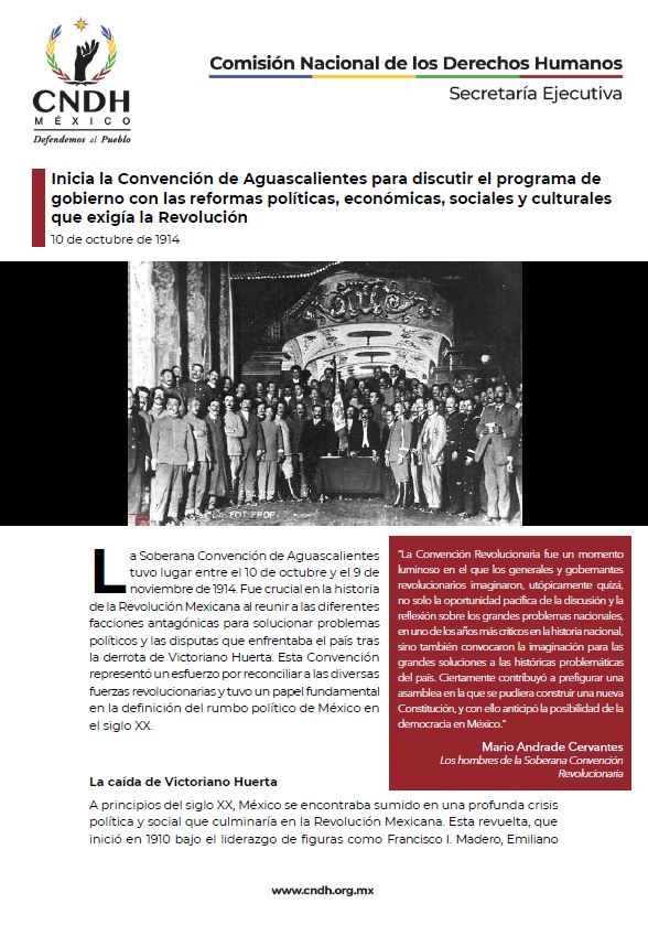 Inicia la Convención de Aguascalientes para discutir el programa de gobierno con las reformas políticas, económicas, sociales y culturales que exigía la Revolución