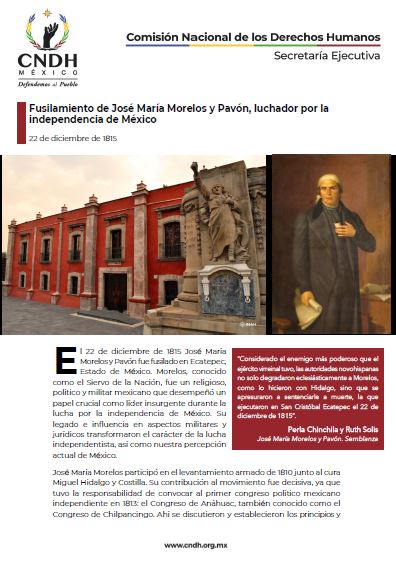 Fusilamiento de José María Morelos y Pavón, luchador por la independencia de México