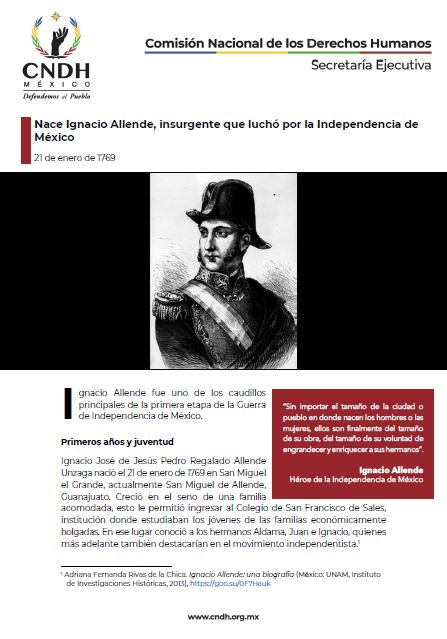 Nace Ignacio Allende, insurgente que luchó por la Independencia de México