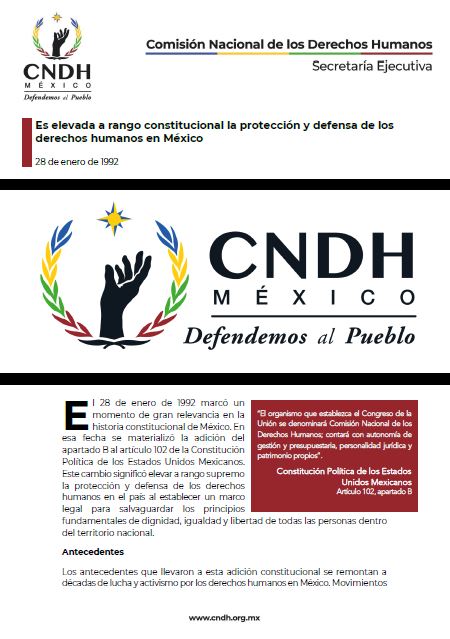 Es elevada a rango constitucional la protección y defensa de los derechos humanos en México