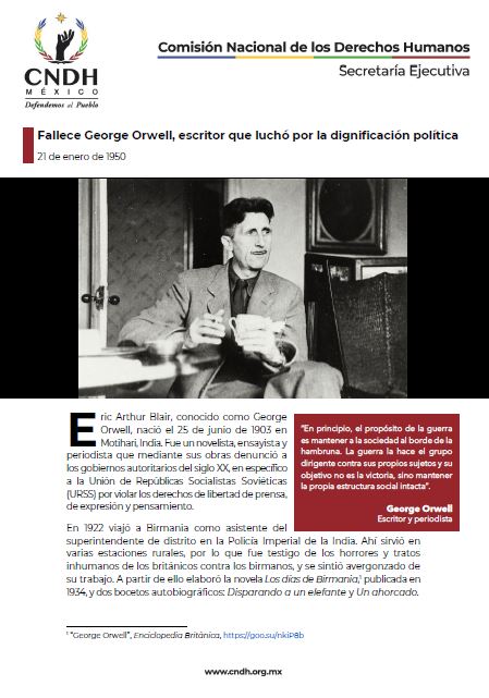 Fallece George Orwell, escritor que luchó por la dignificación política