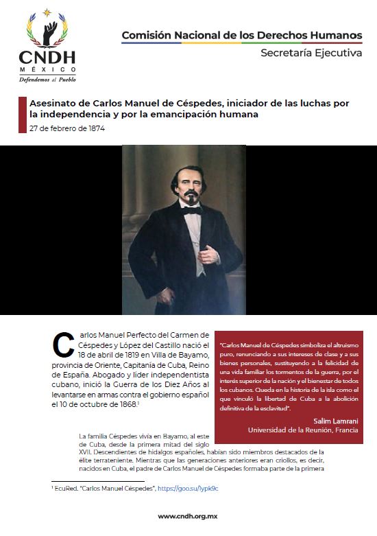 Asesinato de Carlos Manuel de Céspedes, iniciador de las luchas por la independencia y por la emancipación humana