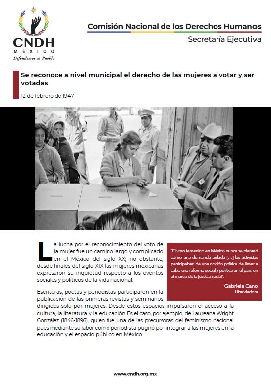 Se reconoce a nivel municipal el derecho de las mujeres a votar y ser votadas