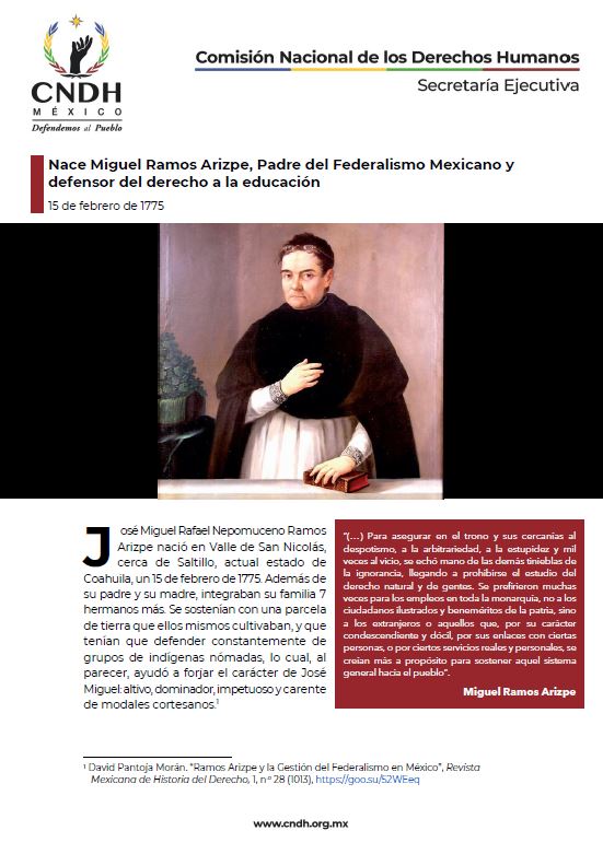 Nace Miguel Ramos Arizpe, Padre del Federalismo Mexicano y defensor del derecho a la educación