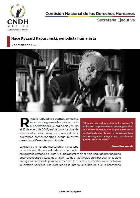 Nace Ryszard Kapuscinski, periodista humanista