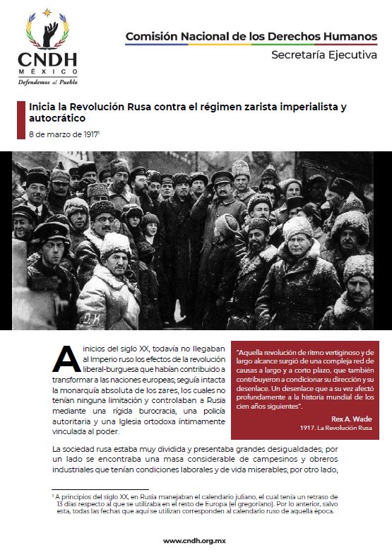 Inicia la Revolución Rusa contra el régimen zarista imperialista y autocrático