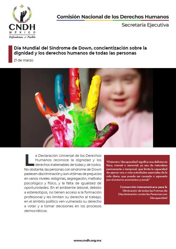 Día Mundial del Síndrome de Down, concientización sobre la dignidad y los derechos humanos de todas las personas
