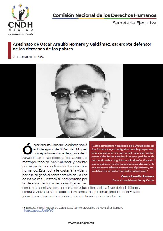 Asesinato de Óscar Arnulfo Romero y Galdámez, sacerdote defensor de los derechos de los pobres