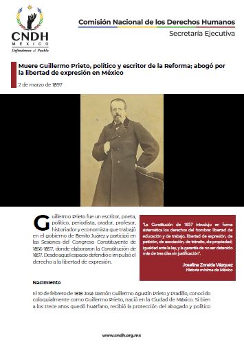 Muere Guillermo Prieto, político y escritor de la Reforma; abogó por la libertad de expresión en México