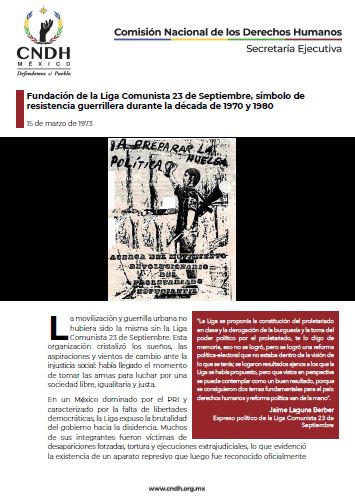 Fundación de la Liga Comunista 23 de Septiembre, símbolo de resistencia guerrillera durante la década de 1970 y 1980