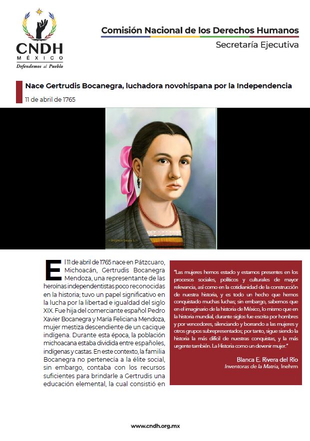 Nace Gertrudis Bocanegra, luchadora novohispana por la Independencia
