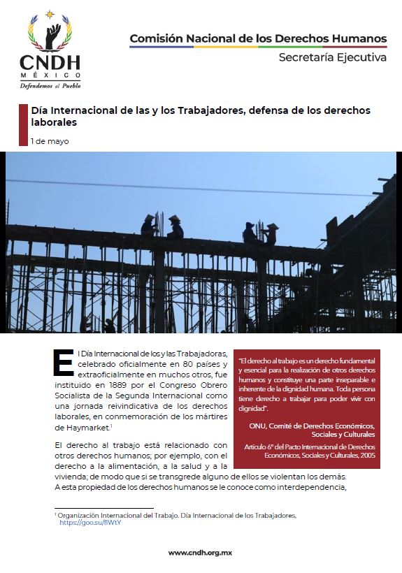 Día Internacional de las y los Trabajadores, defensa de los derechos laborales
