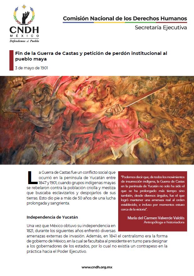 Fin de la Guerra de Castas y petición de perdón institucional al pueblo maya