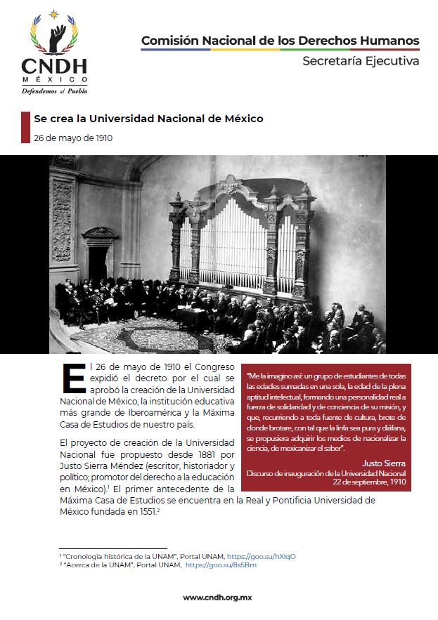 Se crea la Universidad Nacional de México