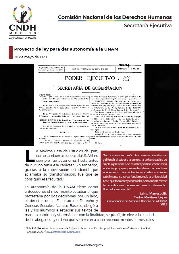 Proyecto de ley para dar autonomía a la UNAM