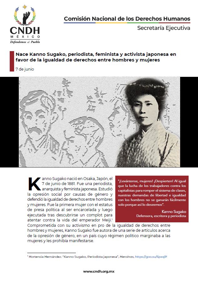 Nace Kanno Sugako, periodista, feminista y activista japonesa en favor de la igualdad de derechos entre hombres y mujeres