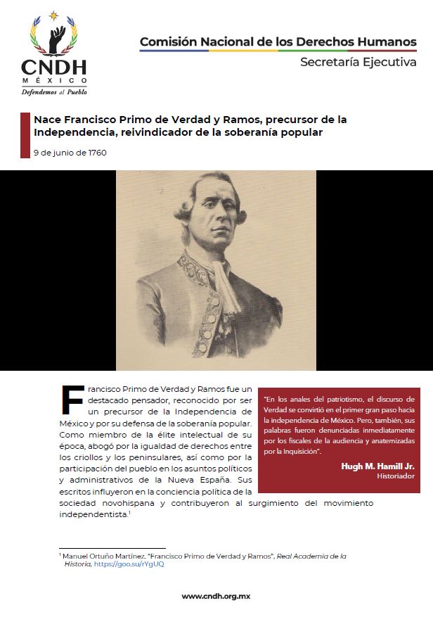 Nace Francisco Primo de Verdad y Ramos, precursor de la Independencia, reivindicador de la soberanía popular