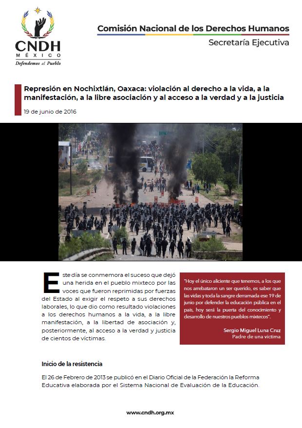 Represión en Nochixtlán, Oaxaca: violación al derecho a la vida, a la manifestación, a la libre asociación, al acceso a la verdad y a la justicia