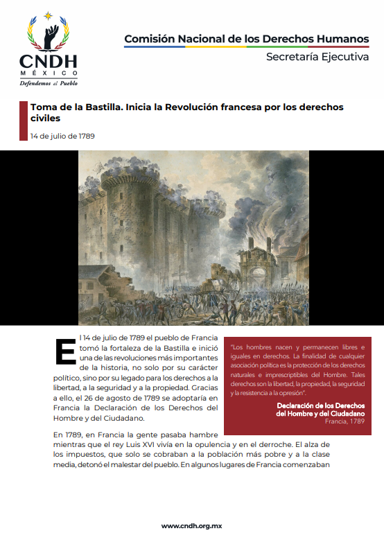 Toma de la Bastilla, inicia la Revolución Francesa por los derechos civiles