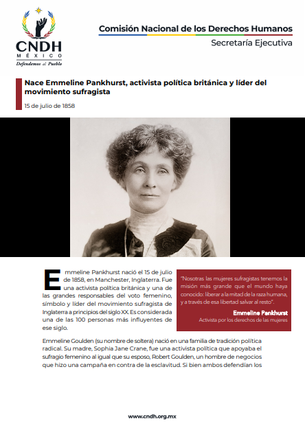  Nace Emmeline Pankhurst, activista política británica y líder del movimiento sufragista