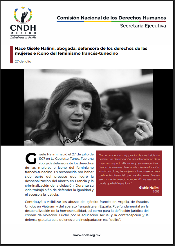 Nace Gisèle Halimi, abogada, defensora de los derechos de las mujeres e ícono del feminismo francés-tunecino
