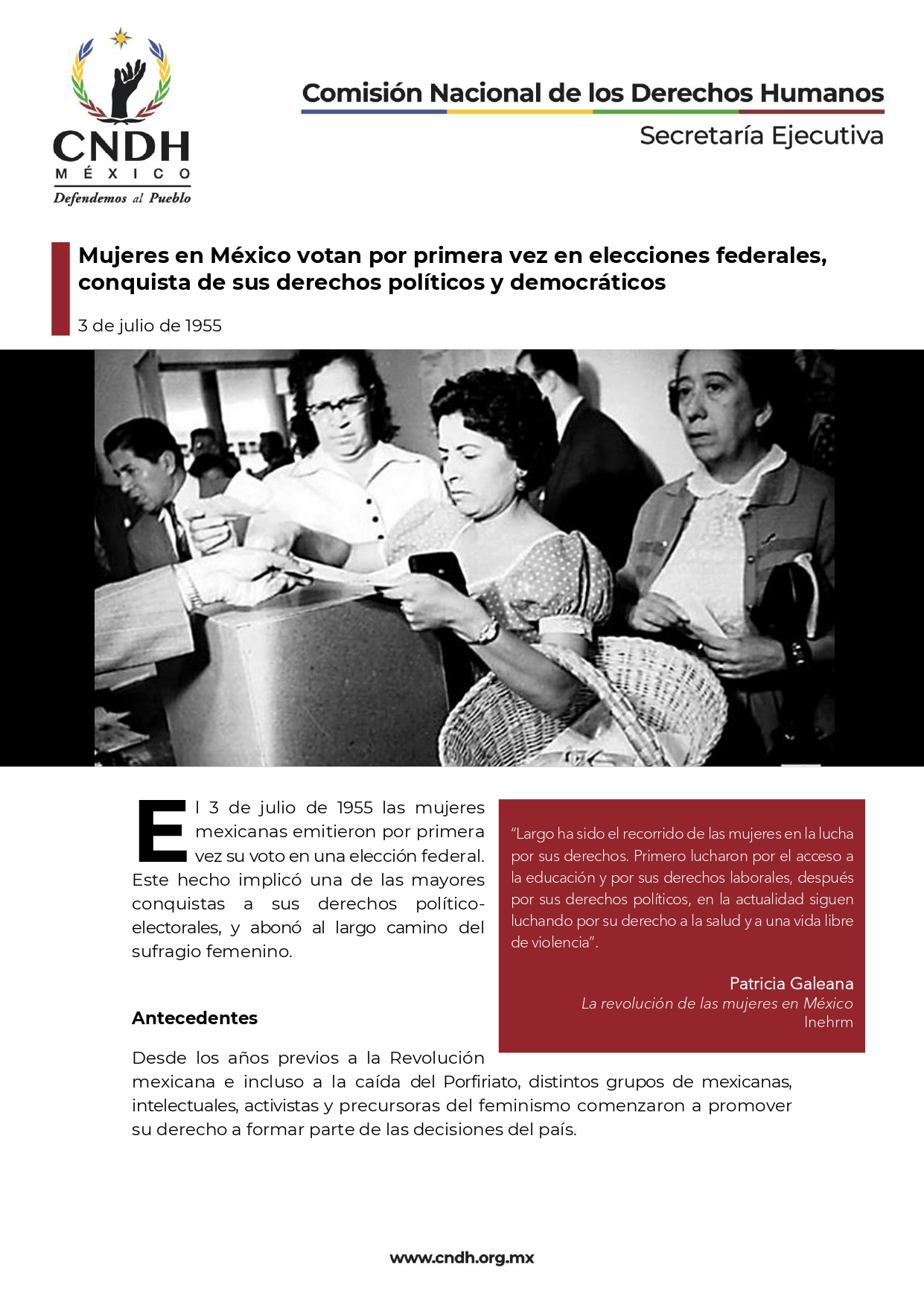 Mujeres en México votan por primera vez en elecciones federales,  conquista de sus derechos políticos y democráticos