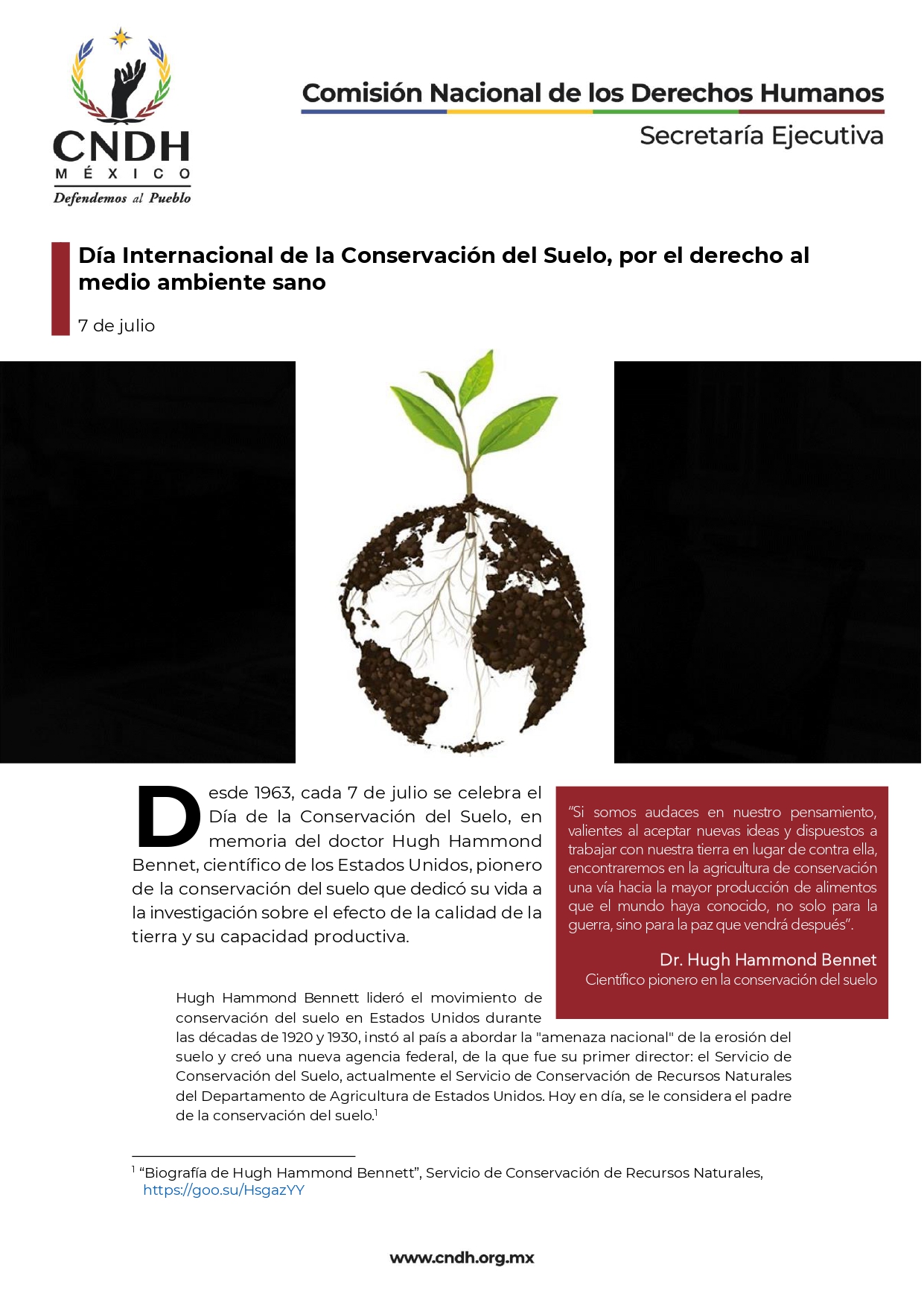 Día Internacional de la Conservación del Suelo, por el derecho al medio ambiente sano