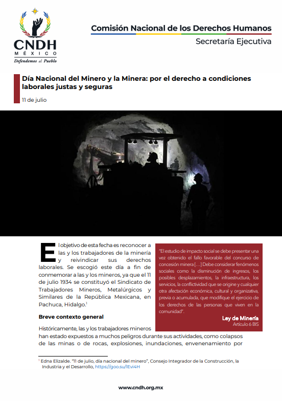 Día Nacional del Minero y la Minera: por el derecho a condiciones laborales justas y seguras