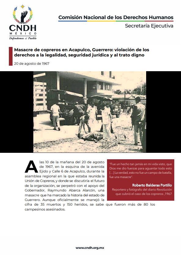 Masacre de copreros en Acapulco, Guerrero violación a los derechos de legalidad, seguridad jurídica y al trato digno