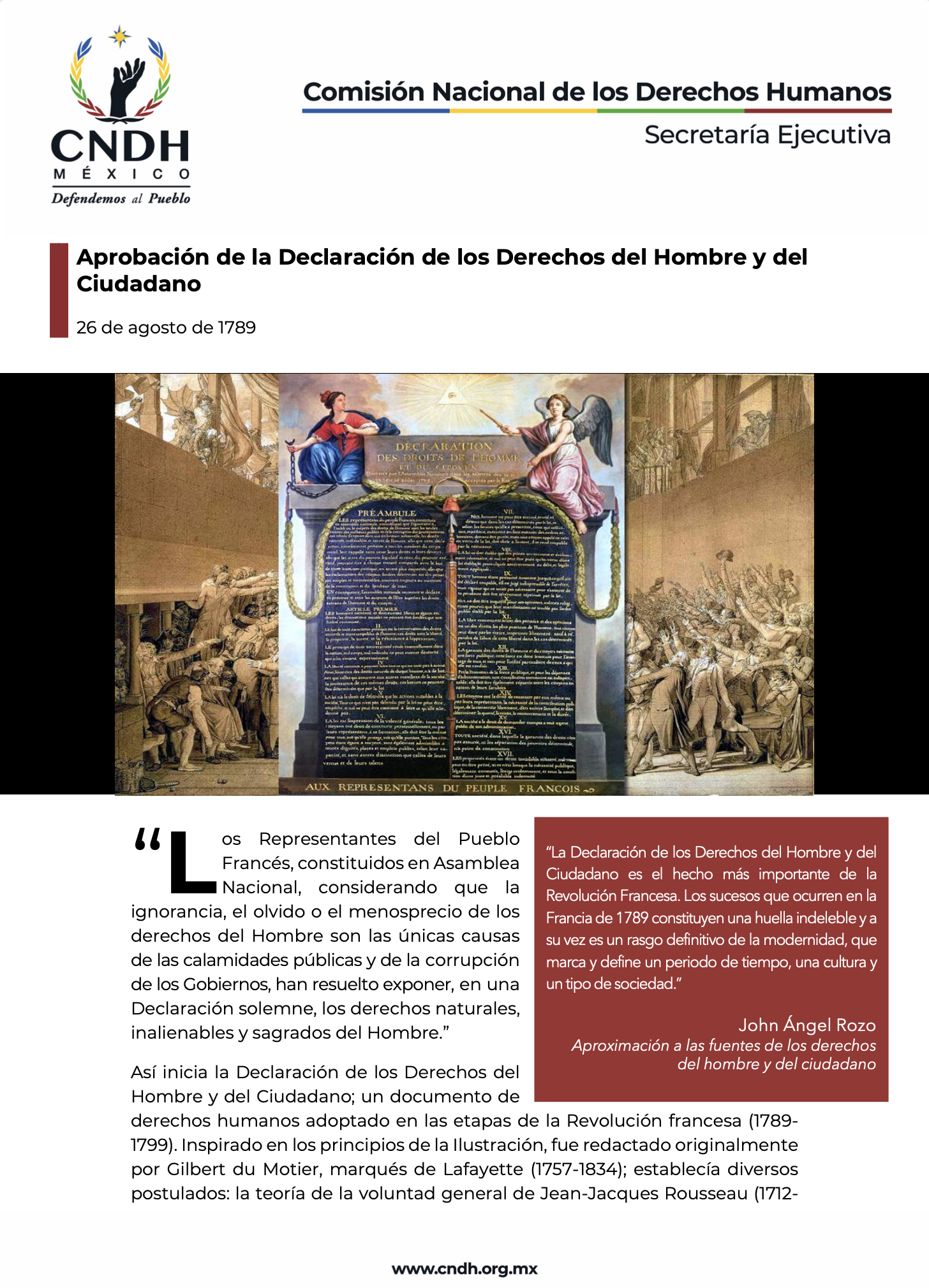 Aprobación de la Declaración de los Derechos del Hombre y del Ciudadano