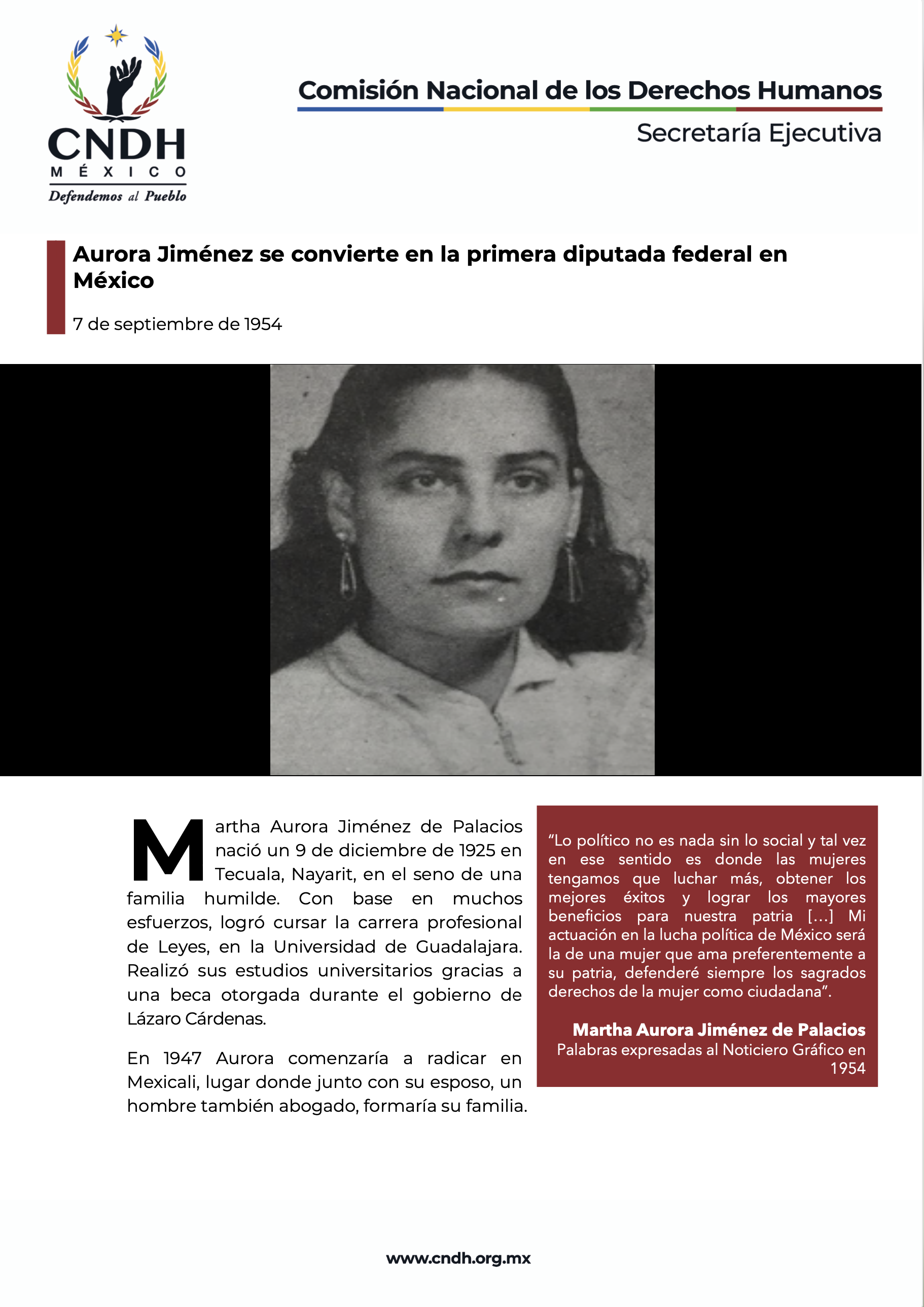 Aurora Jiménez se convierte en la primera diputada federal en México