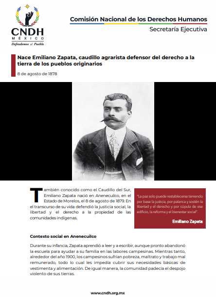 Nace Emiliano Zapata, caudillo agrarista defensor del derecho a la  tierra de los pueblos originarios