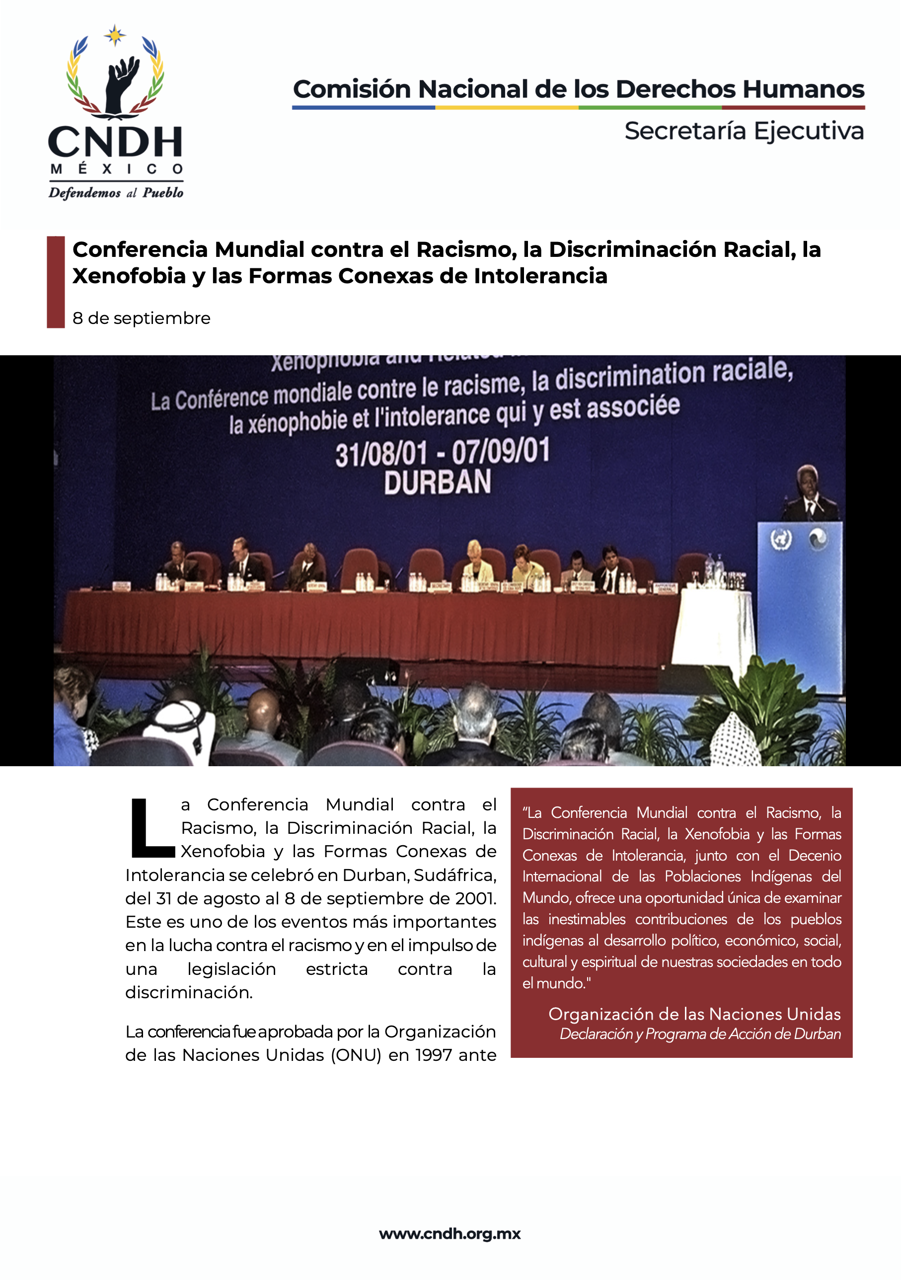 Conferencia Mundial contra el Racismo, la Discriminación Racial, la Xenofobia y las Formas Conexas de Intolerancia