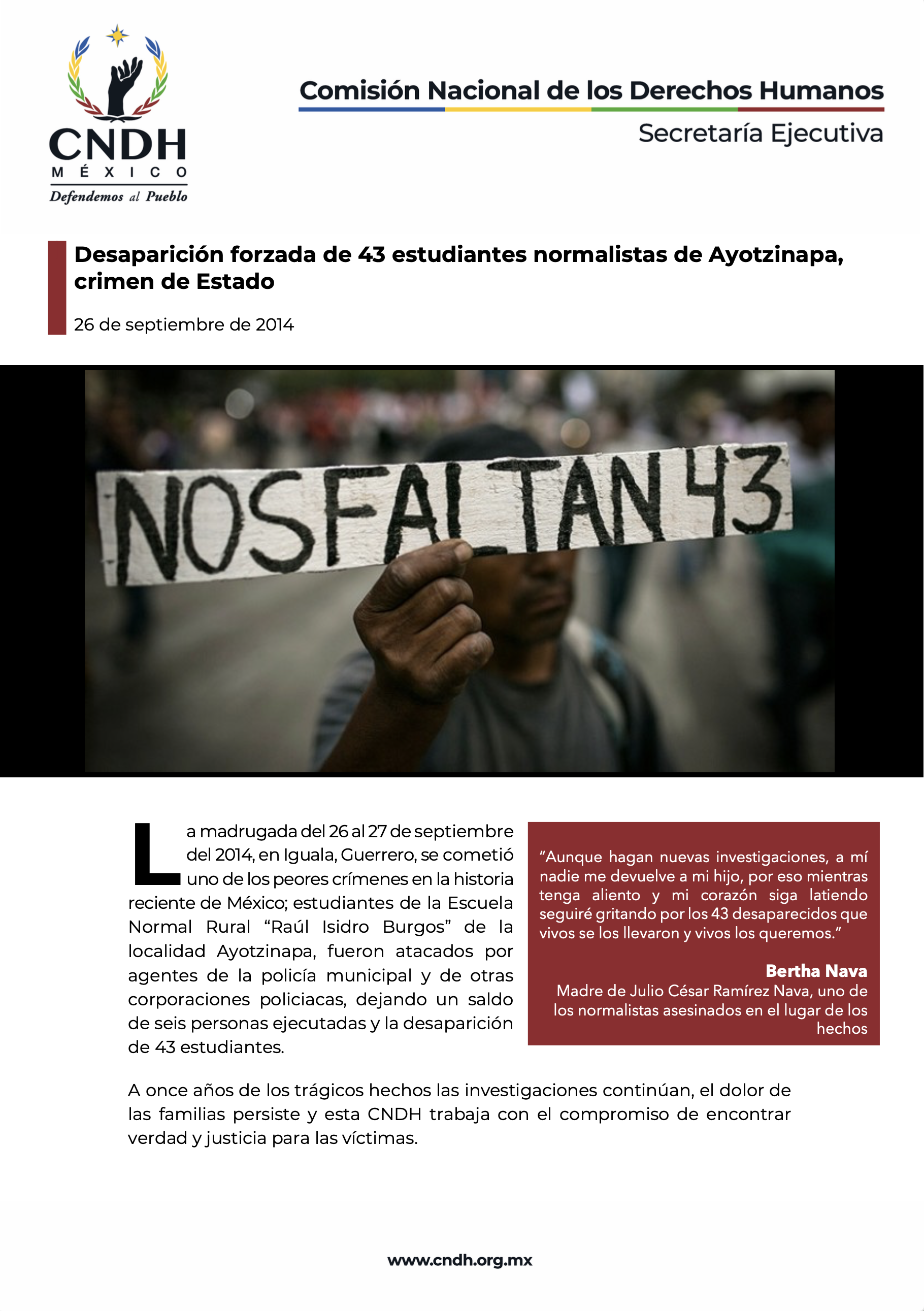 Desaparición forzada de 43 estudiantes normalistas de Ayotzinapa, crimen de Estado