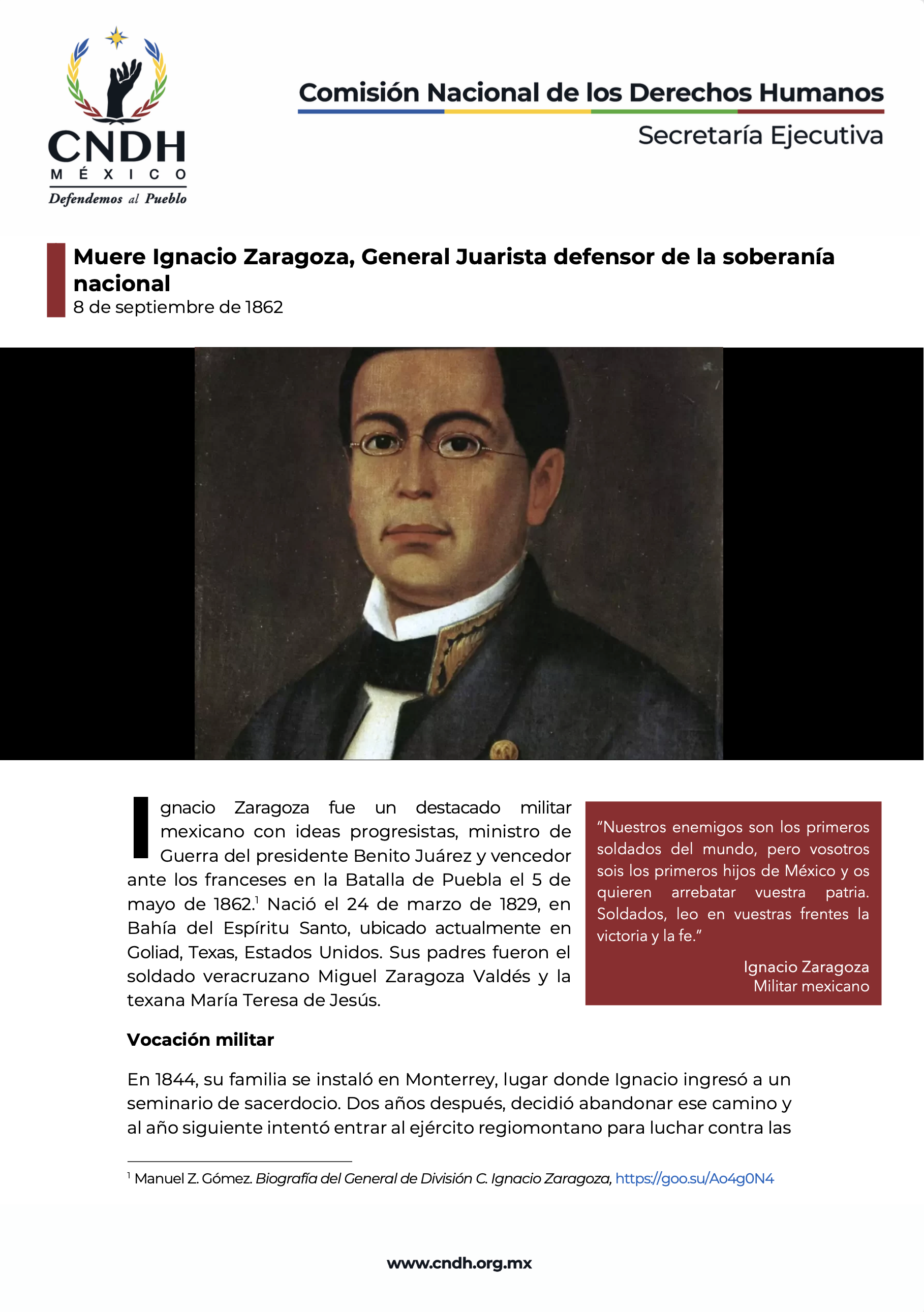 Muere Ignacio Zaragoza, General Juarista defensor de la soberanía nacional