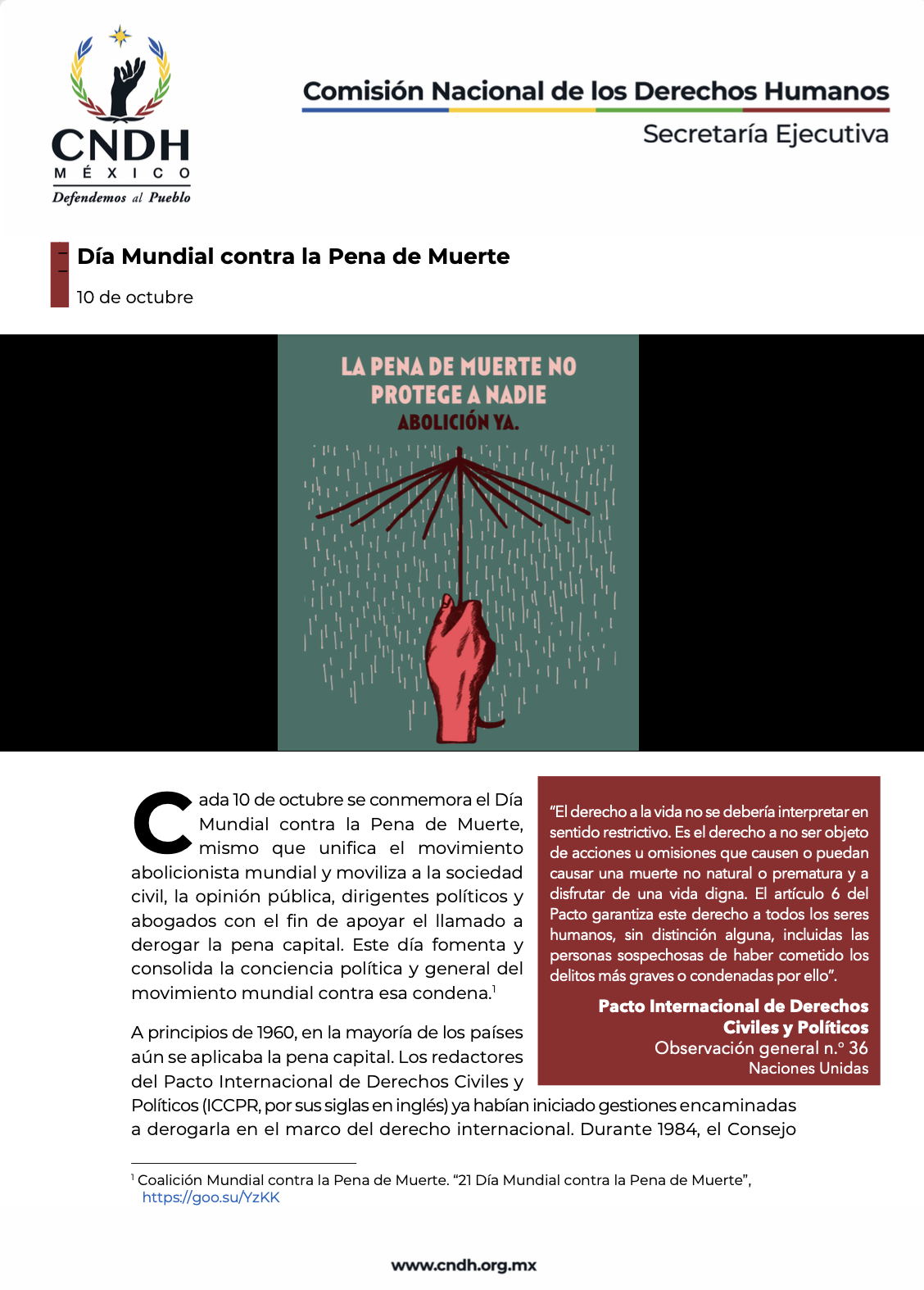 Día Mundial contra la Pena de Muerte