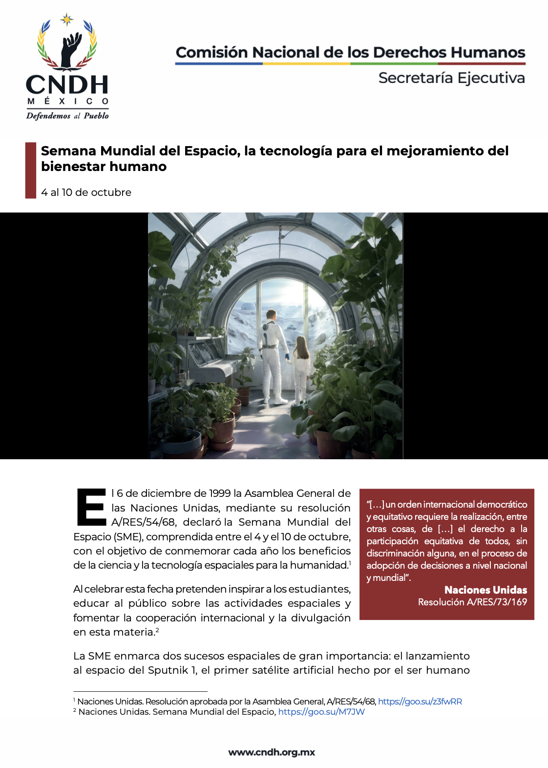 Semana Mundial del Espacio, la tecnología para el mejoramiento del bienestar humano