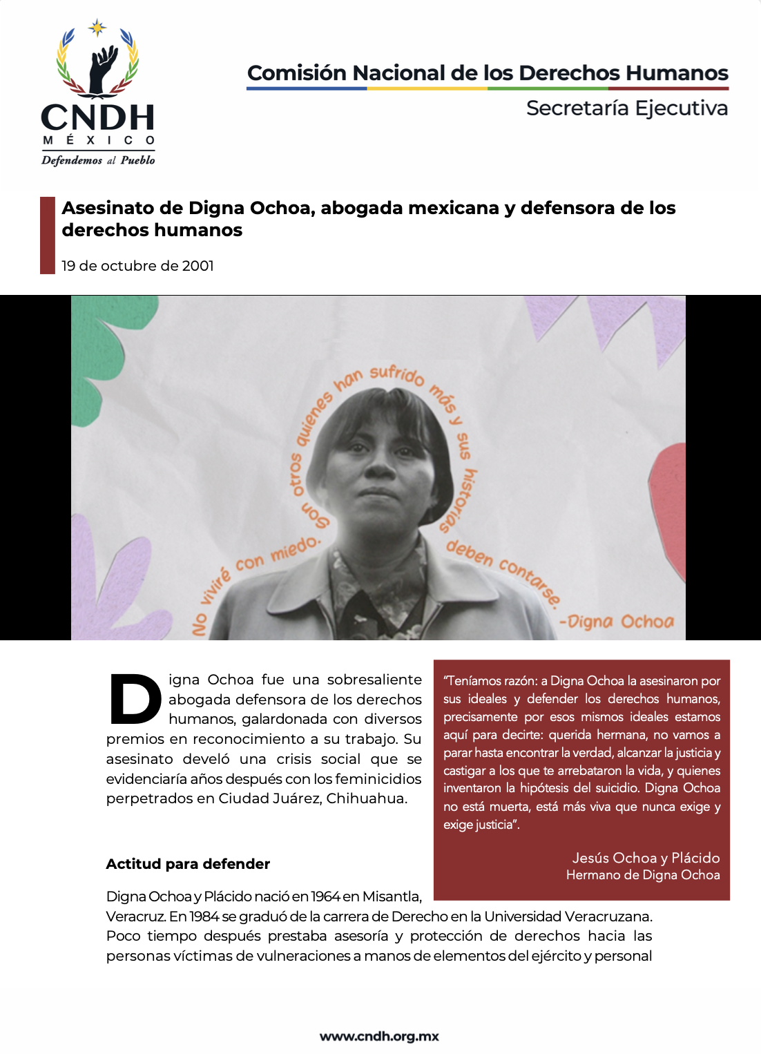 Asesinato de Digna Ochoa, abogada mexicana y defensora de los derechos humanos