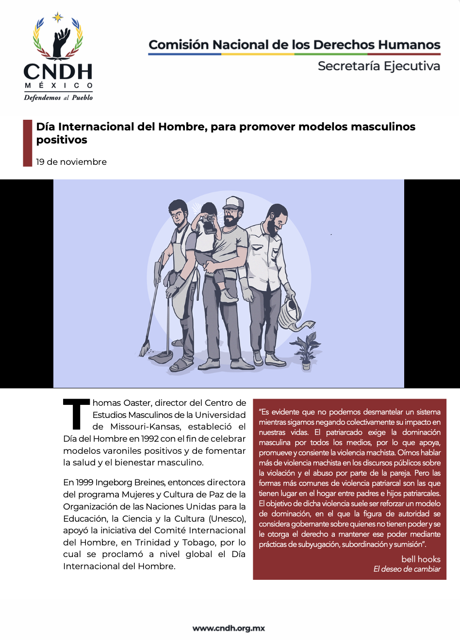 Día Internacional del Hombre, para promover modelos masculinos positivos