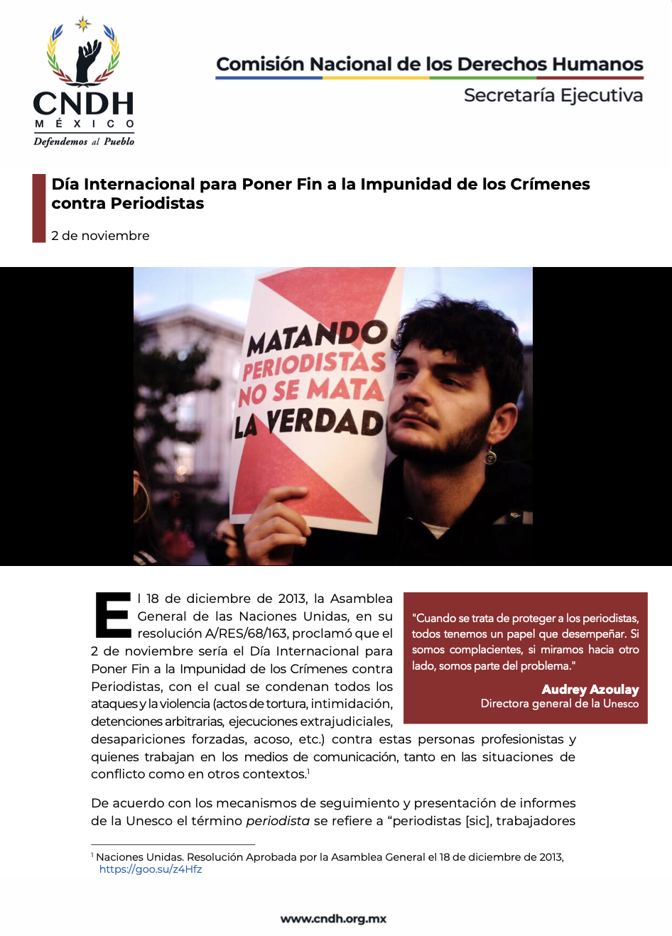 Día Internacional para Poner Fin a la Impunidad de los Crímenes contra Periodistas