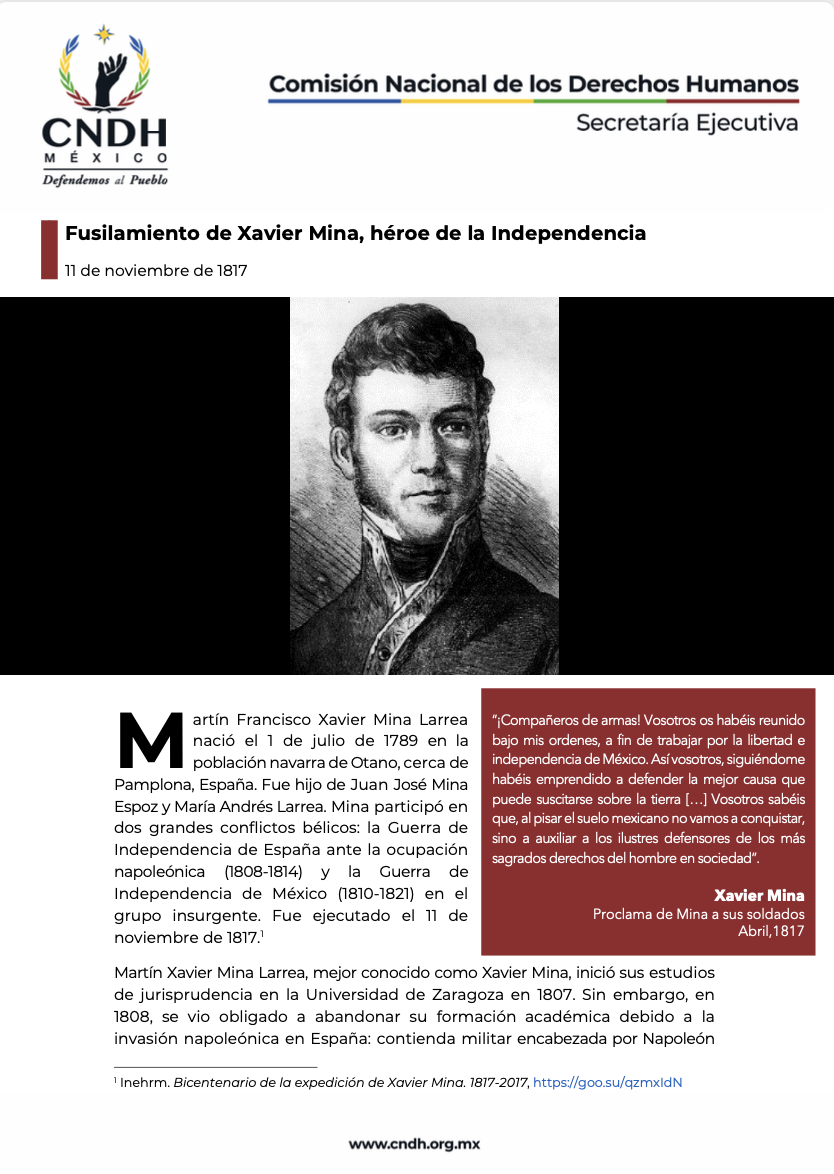 Fusilamiento de Xavier Mina, héroe de la Independencia