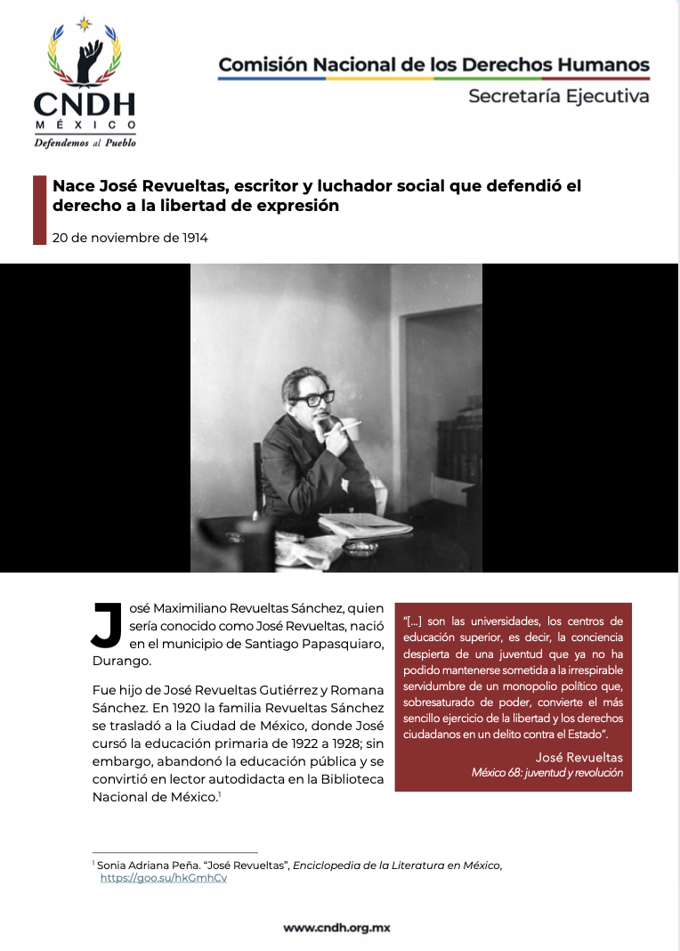 Nace José Revueltas, escritor y luchador social que defendió el derecho a la libertad de expresión